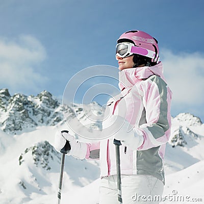 Woman skier Stock Photo