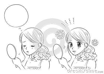 Woman skin care, Japanese Manga style Stock Photo