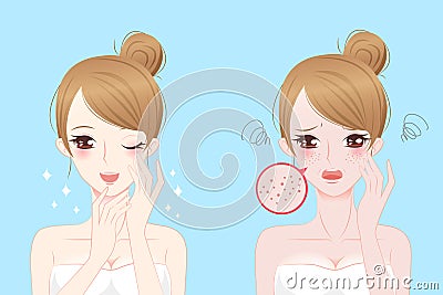 Woman with skincare problem Vector Illustration