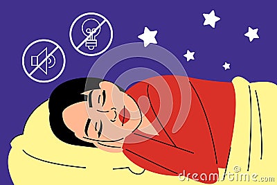 Woman sleeping in a dark quiet room Vector Illustration