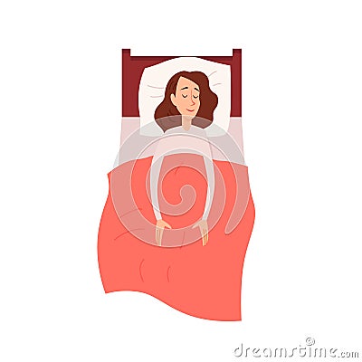 Woman sleeping or dreaming having a rest lying on couch top view Vector Illustration