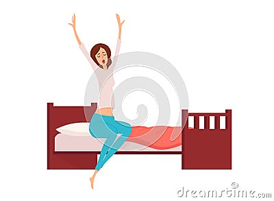 Woman sleeping or dreaming having a rest lying on couch Vector Illustration