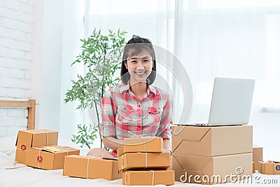 Woman small business owner, business start up conceptual, young Stock Photo