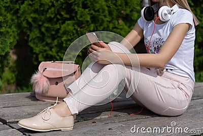 Student Serenity: Embracing Spring's Tranquility Stock Photo