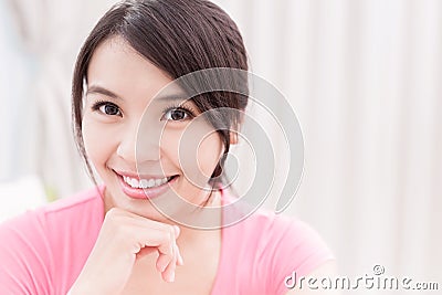 Woman smile happily Stock Photo