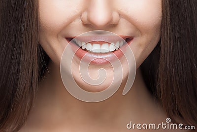 Woman smile. Teeth whitening. Dental care. Stock Photo