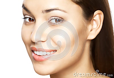 Woman smile. Teeth whitening. Dental care. Stock Photo