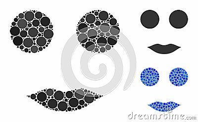 Woman smiley Mosaic Icon of Round Dots Vector Illustration
