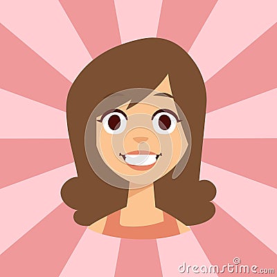 Woman smiling beauty person caucasian attractive cheerful female character vector illustration. Vector Illustration