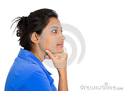 Woman smiling in profie Stock Photo