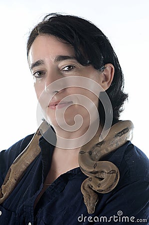 Woman and snake Stock Photo