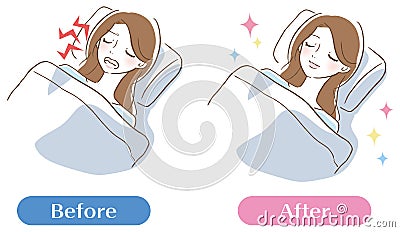 A woman snoring set Vector Illustration