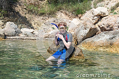 Woman Snorkeling Stock Photo