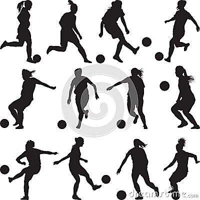 Woman soccer player silhouette Vector Illustration