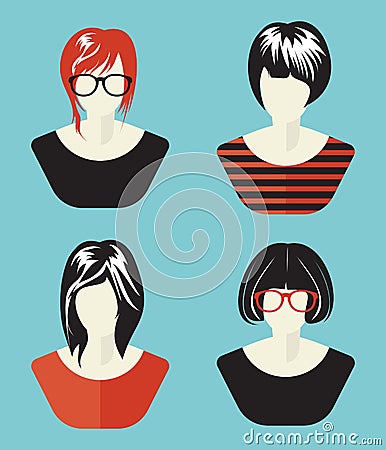 Woman Social Network Avatar collection Vector Illustration