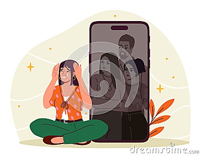 Woman with social phobia vector Vector Illustration
