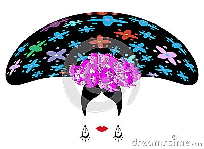 Woman soubrette , Spanish or Mexican showgirl Vector Illustration