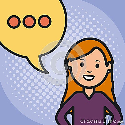 Woman and speech bubble with consecutive points Vector Illustration