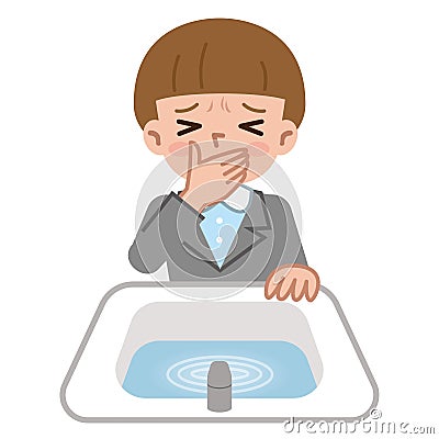 Woman spitting in the bathroom Vector Illustration