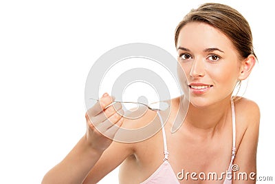 Woman with spoon Stock Photo