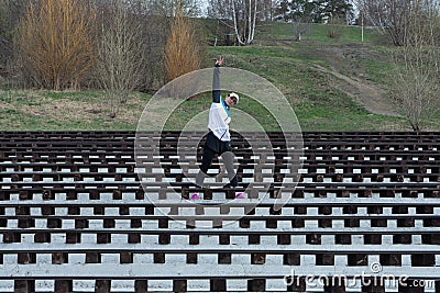 woman selebrates victory Stock Photo