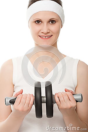 Woman with sport wheel Stock Photo