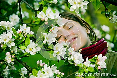 Woman in Spring Stock Photo