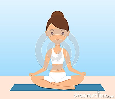 Woman standing in different yoga poses. Vector illustration. Vector Illustration