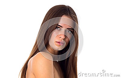 Woman standing sidewise Stock Photo