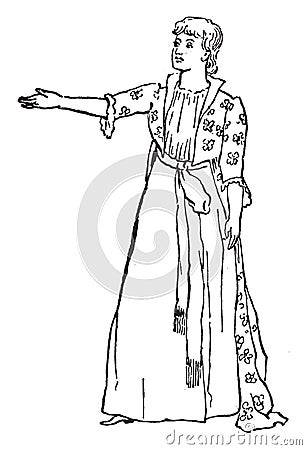 Woman standing, vintage illustration Vector Illustration