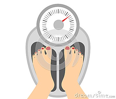 Woman standing on weight. Vector Illustration