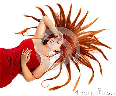 Woman with starburst red hair Stock Photo