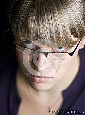 Woman staring angrily Stock Photo