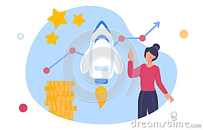 Woman with startup vector concept Vector Illustration