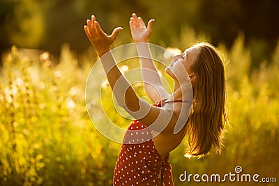 Woman in a state of bliss Stock Photo