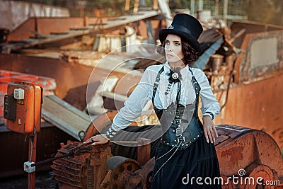 Woman in steampunk style. Stock Photo