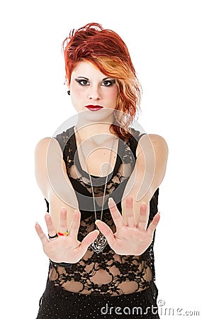 Woman stop gesture Stock Photo