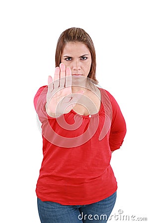 Woman stop sign Stock Photo