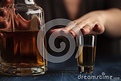 Woman stoped to drink more Stock Photo