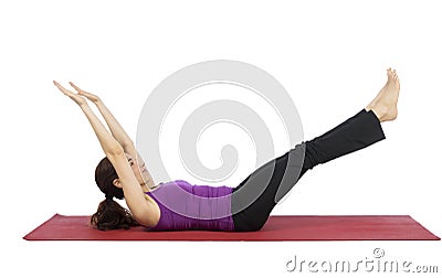Woman strengthening her abs during fitness Stock Photo