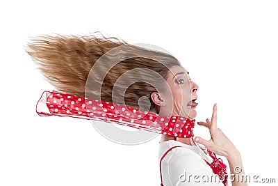 Woman stressed in panic Stock Photo