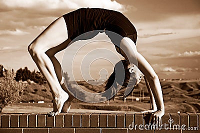 Woman stretching Stock Photo