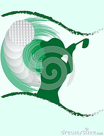 Woman Striking Golf Ball Silhouette Background Vector Illustration