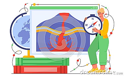 Woman studying geography concept Vector Illustration