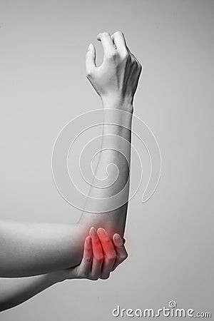 Woman suffering from chronic joint rheumatism. Stock Photo