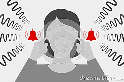 Woman is suffering from tinnitus Vector Illustration