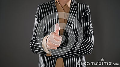 Woman in a suit gives her consent Stock Photo