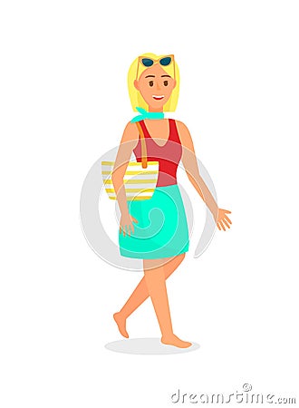Woman in Summer Clothes Color Vector Illustration Vector Illustration