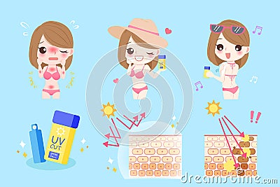 Woman with sunscreen Vector Illustration