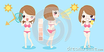 Woman with sunscreen Vector Illustration